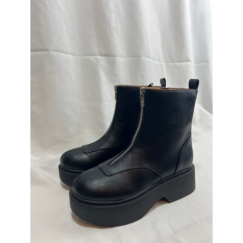 Wild Fable Black Front Zip Platform Ankle Boots Womens 6.5 Chunky Goth Punk New